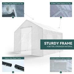 FUNG YARD 9.2' × 10.2' Outdoor Walk-in Greenhouse With Screen Windows