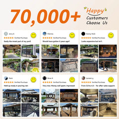 FUNG YARD Outdoor Hardtop Gazebo With Netting And Curtains