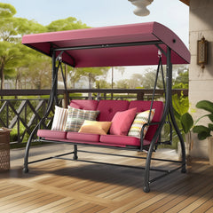 FUNG YARD Outdoor Seating 3 Person Porch Swing Chair Gazebo, 76.4" x 47.2"