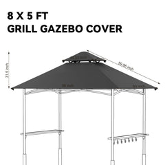 FUNG YARD 8' Ă— 5' Outdoor Grill Gazebo Replacement Canopy