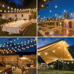 LED Outdoor Gazebo String Lights Shatterproof & IP65 Waterproof Bulbs