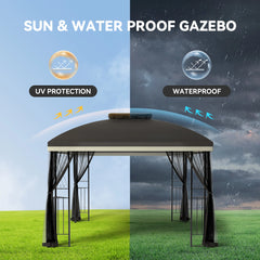 FUNG YARD 10' × 10' Outdoor Patio Gazebo with Netting - Brown