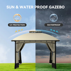 FUNG YARD 10' × 12' Outdoor Patio Gazebo with Netting and Curtains