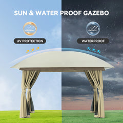 FUNG YARD 11' × 11' Outdoor Patio Gazebo with Netting and Curtains