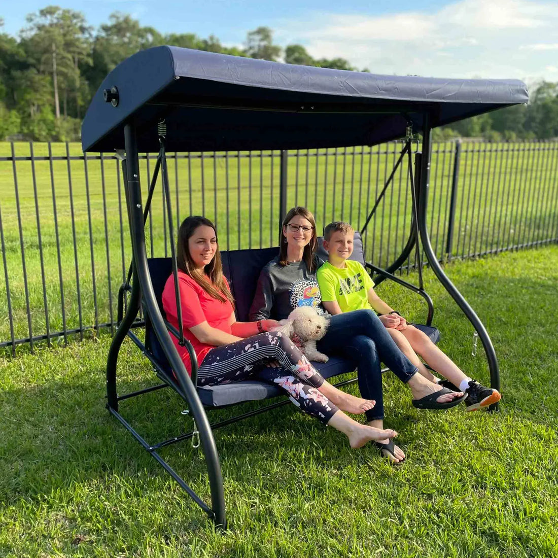 3-Seat Outdoor Patio Swing Converts to a Bed!
