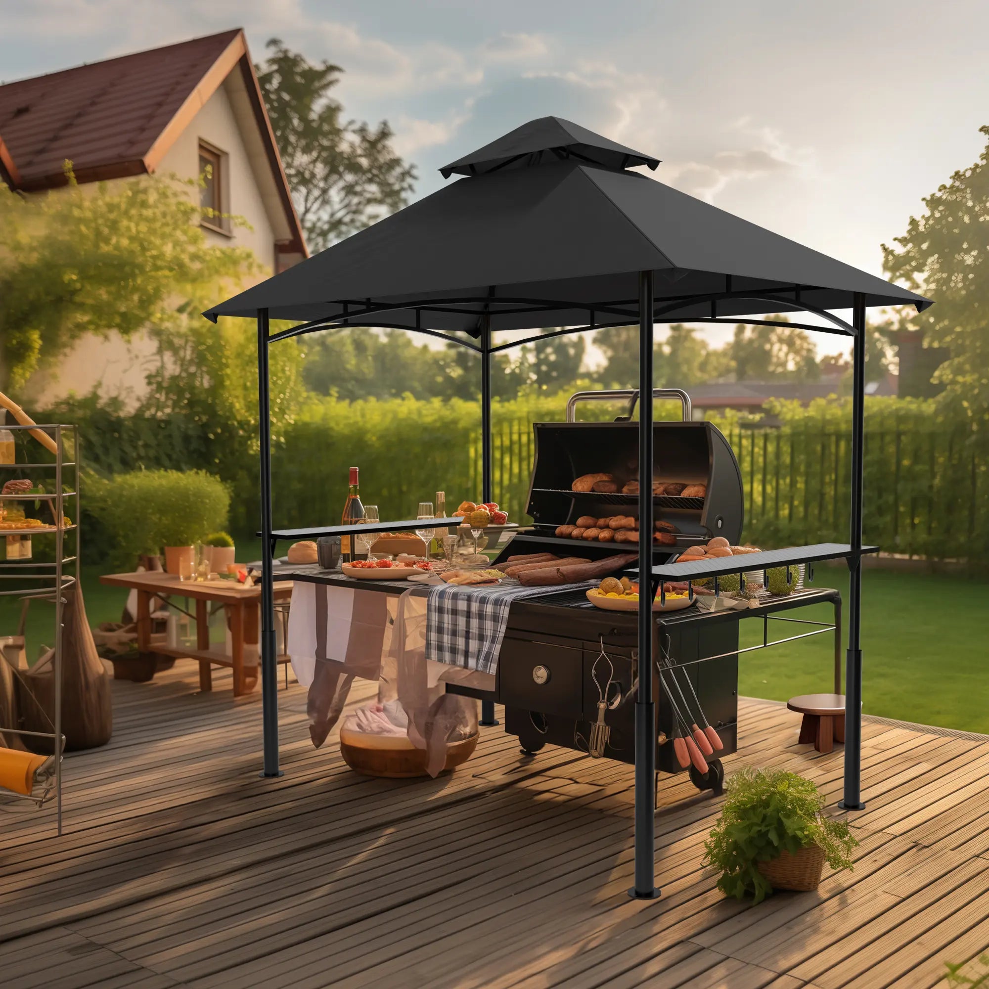 FUNG YARD 8' × 5' Outdoor Grill Gazebo for Barbecue