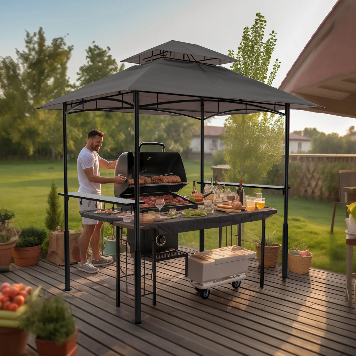 FUNG YARD 8' × 5' Outdoor Grill Gazebo for Barbecue