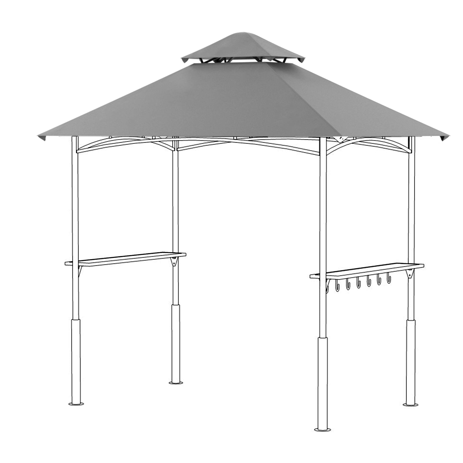 FUNG YARD 8' × 5' Outdoor Grill Gazebo Replacement Canopy