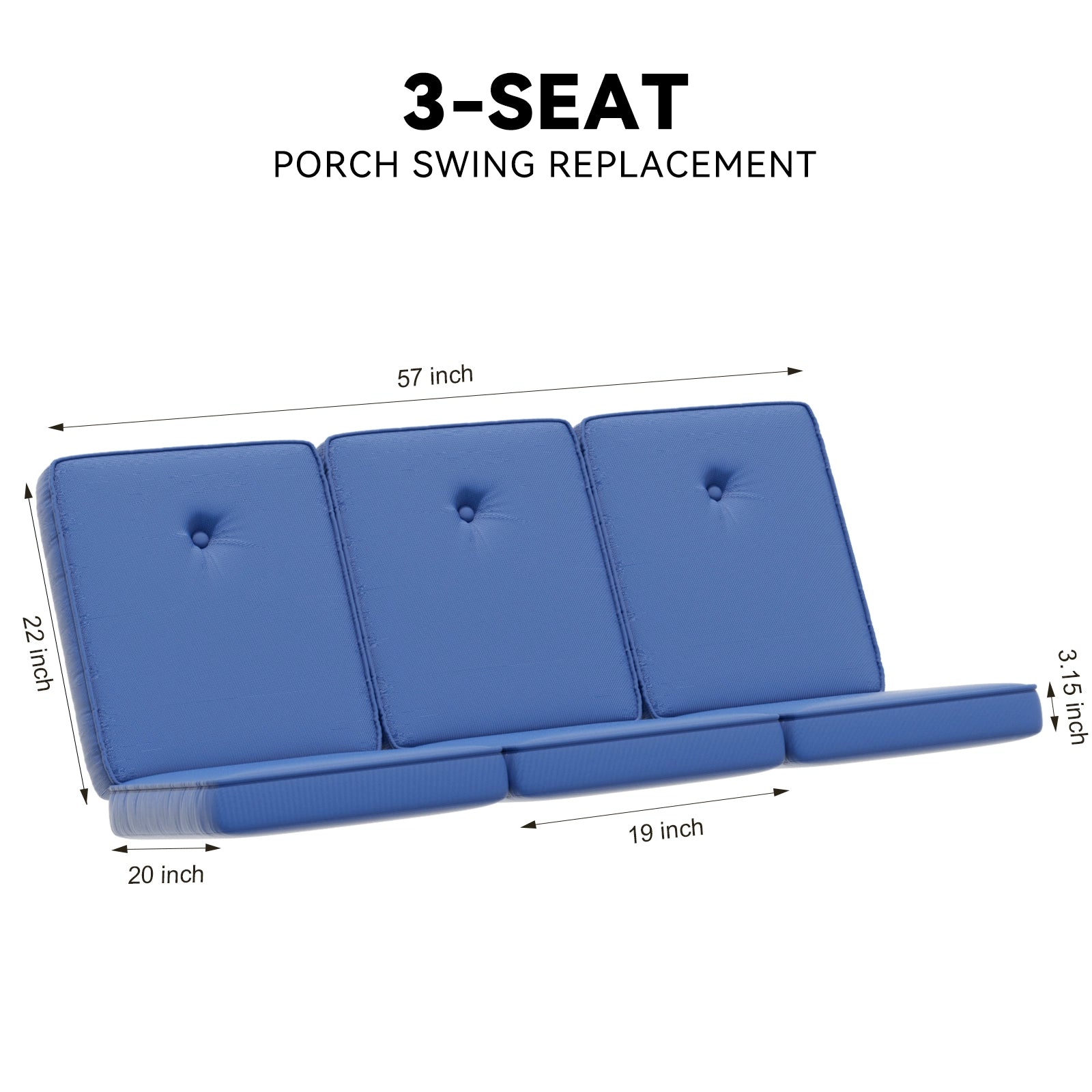 FUNG YARD 3-Seater Outdoor Porch Swing Chair Replacement Cushion