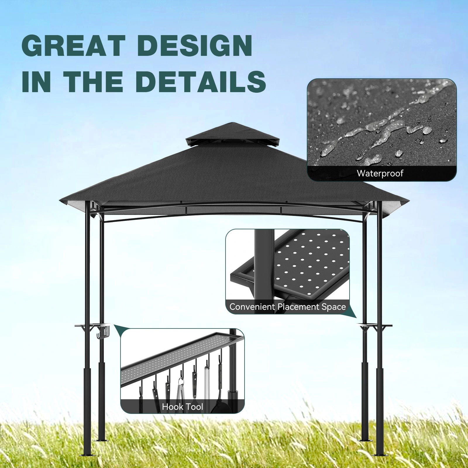 FUNG YARD 8' × 5' Outdoor Grill Gazebo for Barbecue