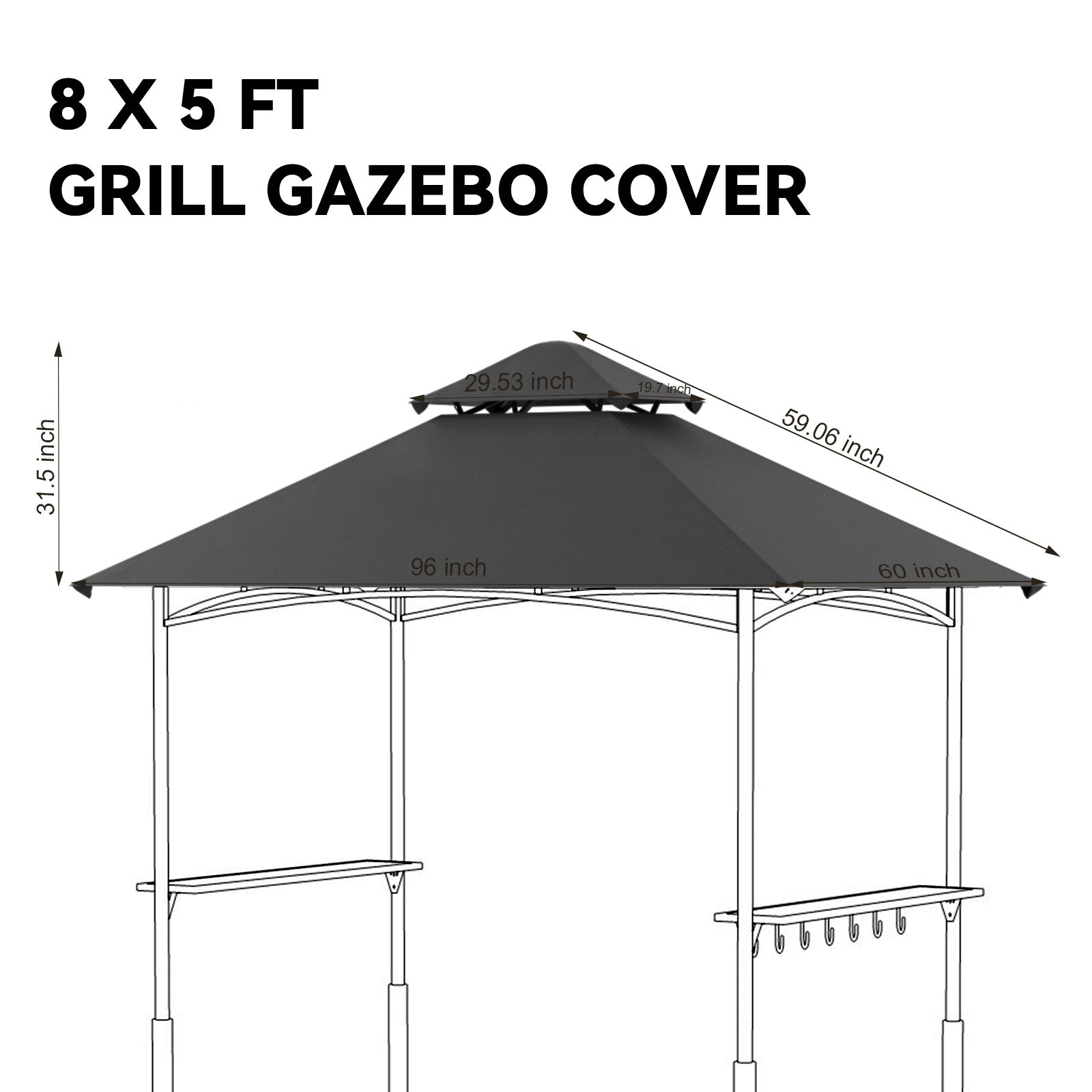 FUNG YARD 8' × 5' Outdoor Grill Gazebo Replacement Canopy