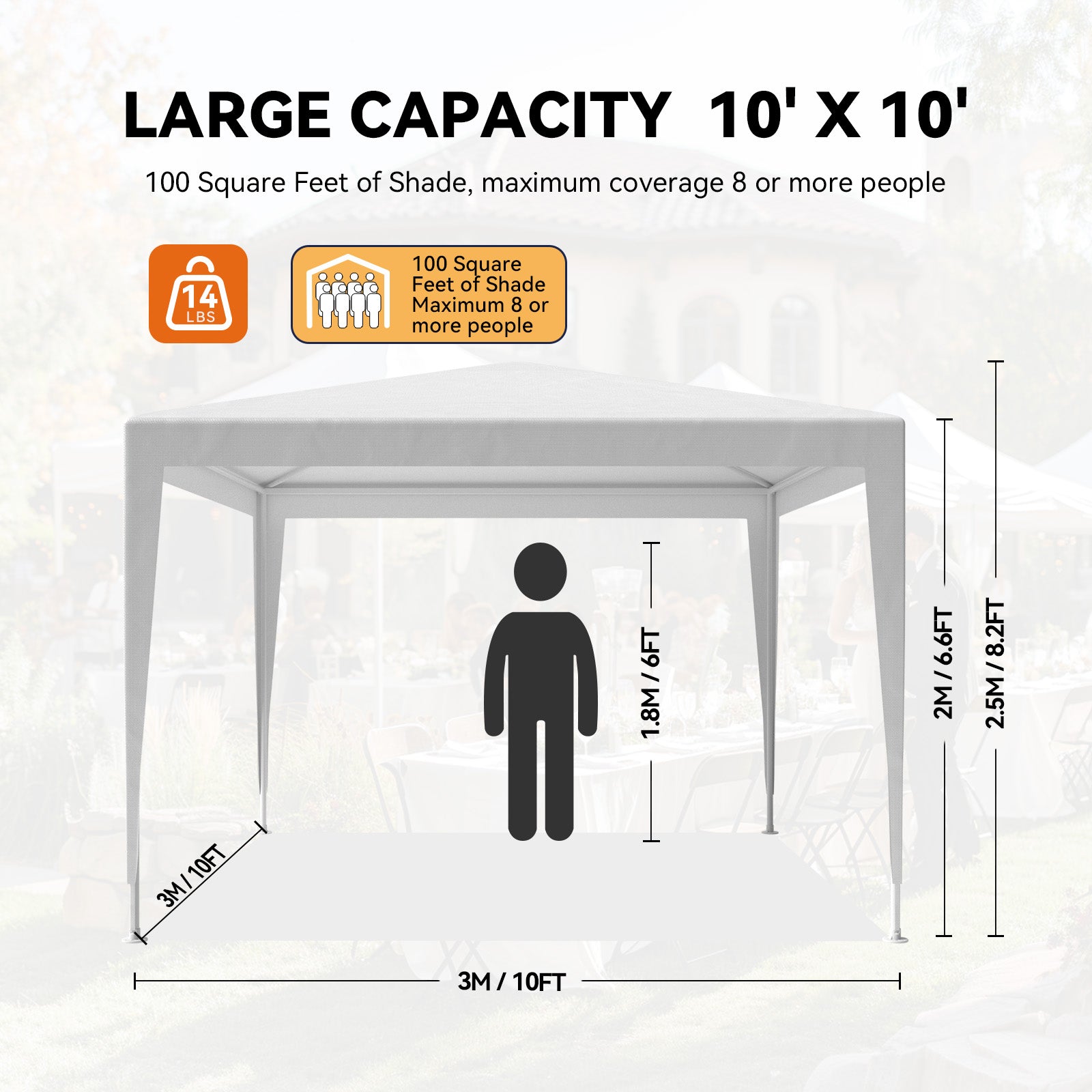 FUNG YARD 10' × 10' Outdoor Portable Canopy Tent For Patio