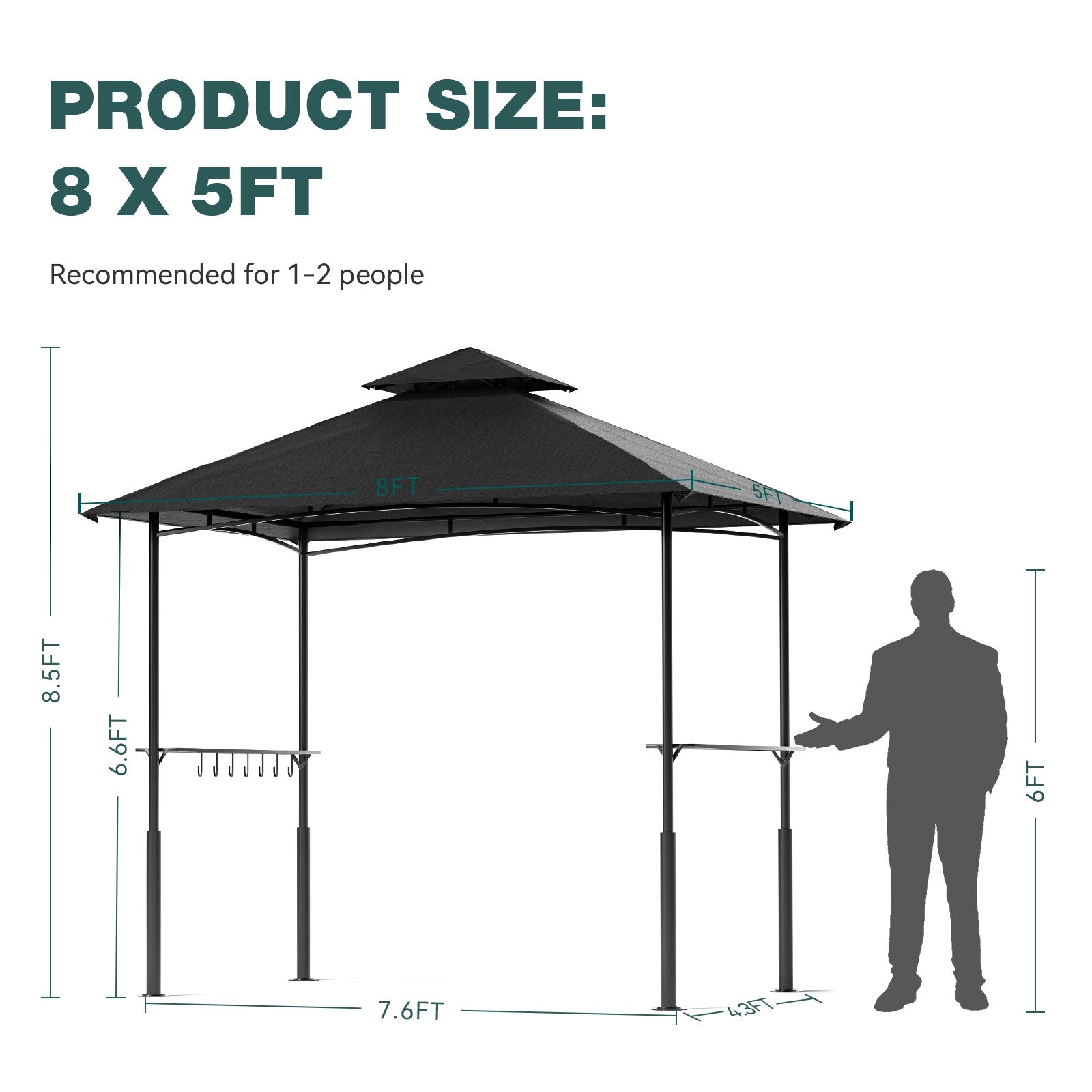 FUNG YARD 8' × 5' Outdoor Grill Gazebo for Barbecue