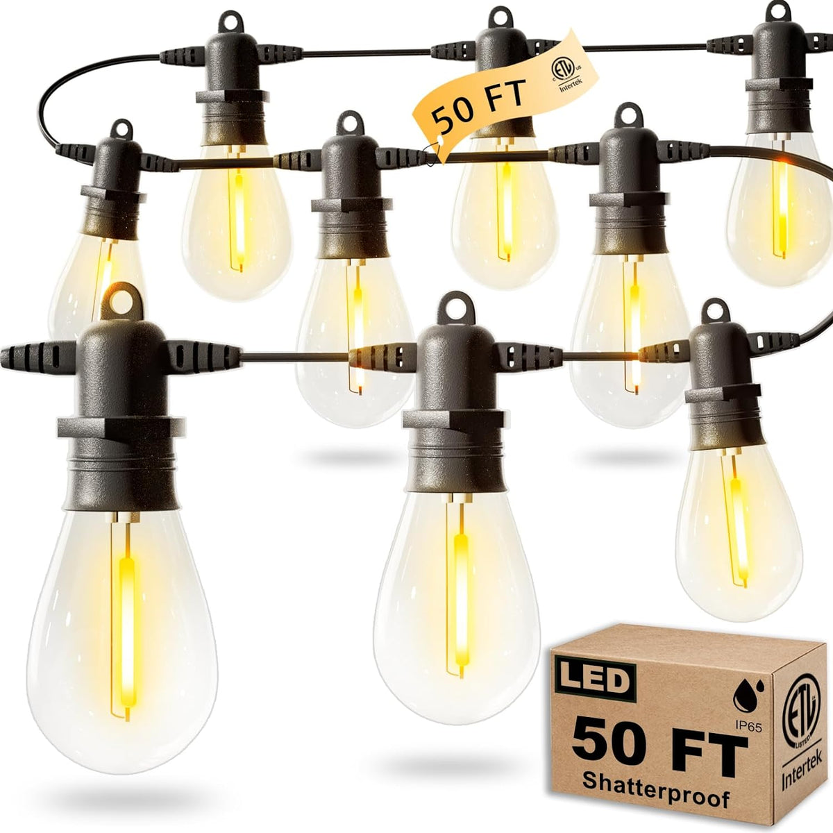 LED Outdoor Gazebo String Lights Shatterproof & IP65 Waterproof Bulbs