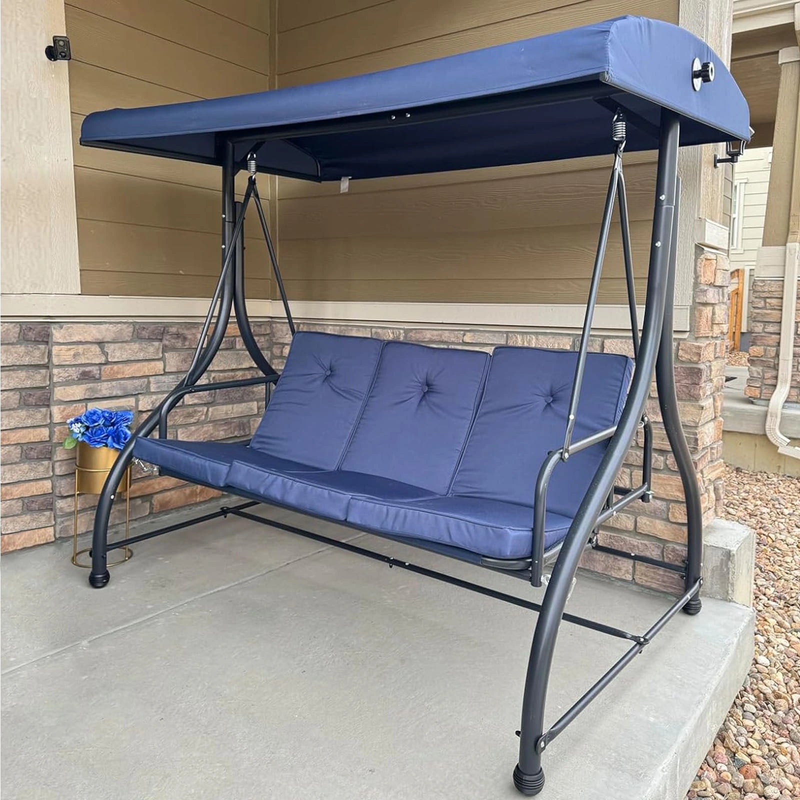 FUNG YARD Outdoor Seating 3 Person Porch Swing Chair Gazebo