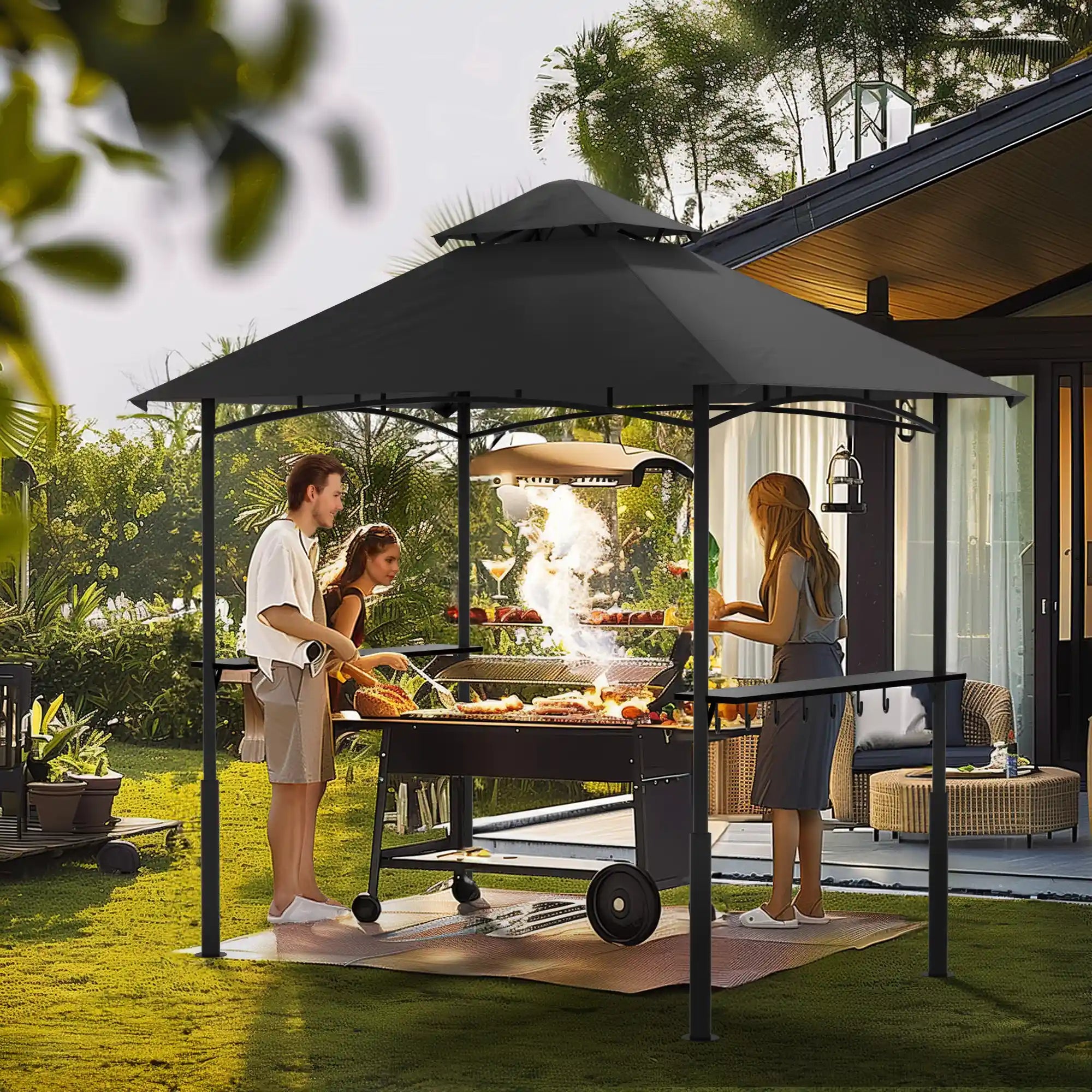 FUNG YARD 8' × 5' Outdoor Grill Gazebo for Barbecue